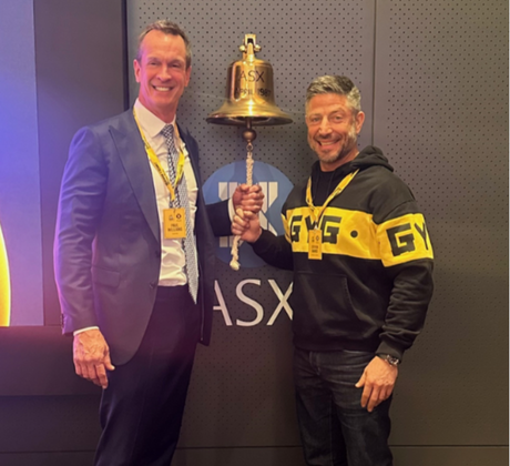 Steven Marks ringing the bell with Automic Chairman Paul Williams